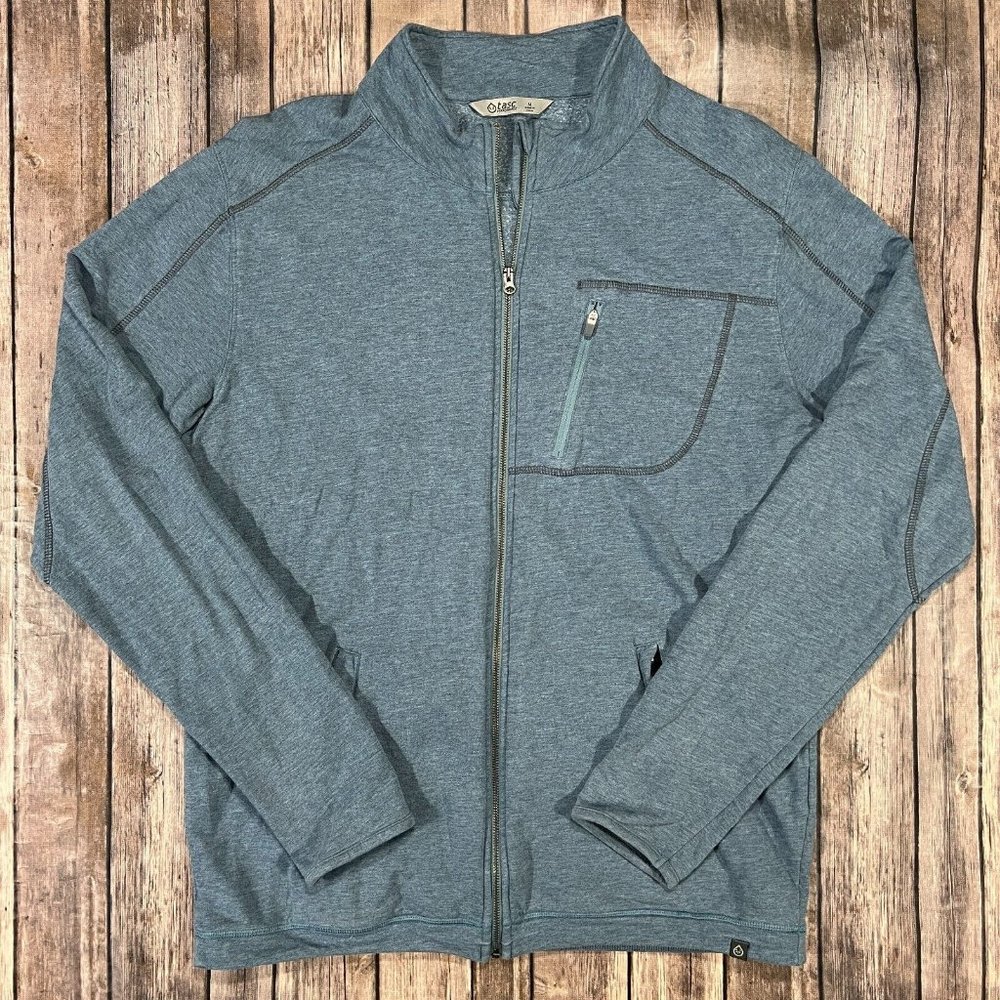 TASC Performance Bamboo Full Zip Track Jacket Medium Mens Blue Active Running